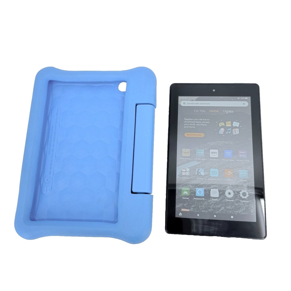 Bundle Amazon Fire 7‎ 9th Gen Tablet 16GB Black with Blue Protective Case